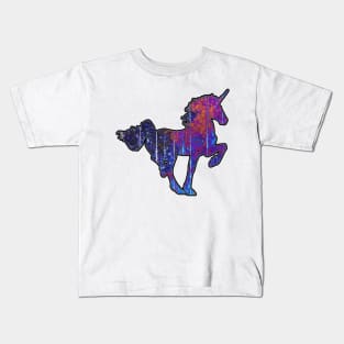 Purple Painted Wooden Unicorn Kids T-Shirt